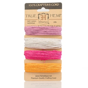 Gekleurd hennepkoord 1 mm - Spring Bloom-voorbeeldkaart: 50