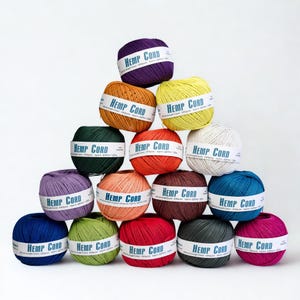6 Hemp Cord Balls – 1mm, 20lb Test, 430ft Each – Choose Your Colors