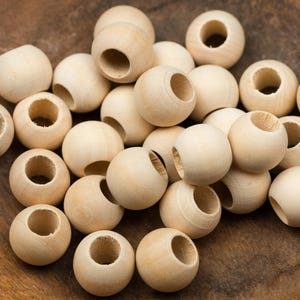 25 Large Hole Natural Wooden Beads – Unfinished Wood for Crafts & Jewelry  -B2766
