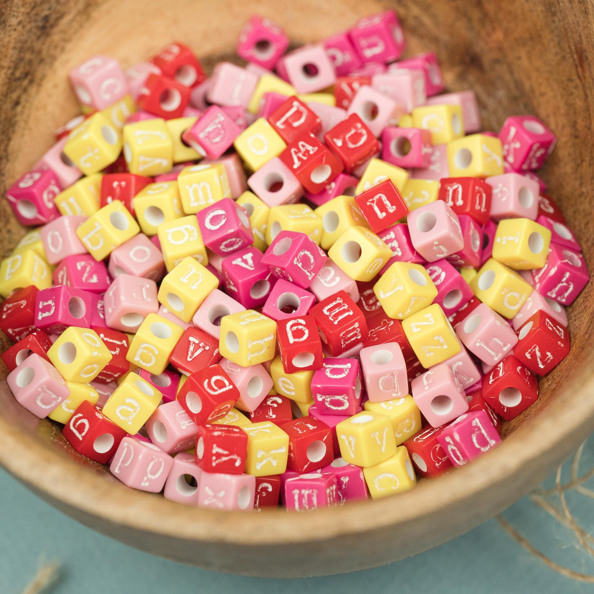 Plastic Alphabet Cube Beads – 6mm | Vintage Letters | 250 Pieces -B60 ...