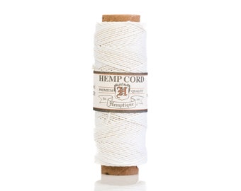 White Hemp Cord, .5mm  Beading Twine, 100%  Hemp Fiber