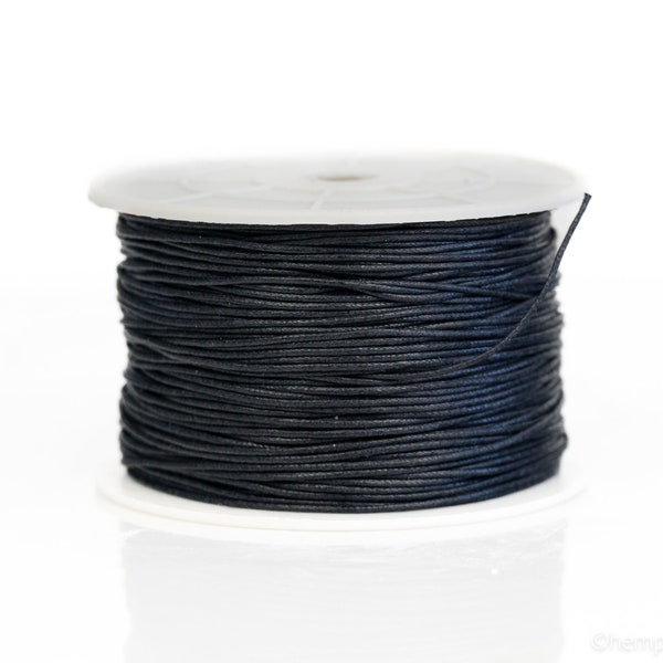 Black Waxed Cotton Cord  1mm, 100 yard Spool, Necklace Cord, Jewelry Supply