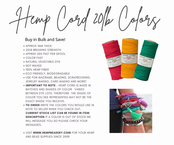 Hemp jewelry supplies hot sale
