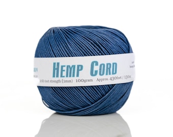 Navy Hemp Cord 1mm - 205 feet spool