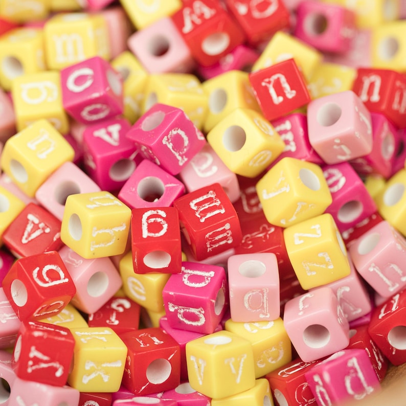 Plastic Alphabet Cube Beads – 6mm | Vintage Letters | 250 Pieces -B60 ...