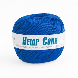 Royal Blue Hemp Cord 1mm • 430ft Soft Polished Twine for Macramé, Jewelry & Crafts