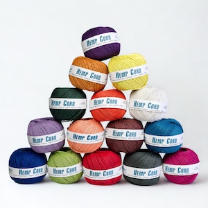 Choose 3 Colored Hemp Cord Balls – 1mm Thick – Eco-Friendly, Chemical-Free Dye