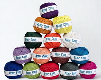 Choose 3 Colored Hemp Cord Balls – 1mm Thick – Eco-Friendly, Chemical-Free Dye