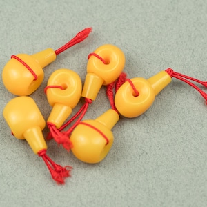 Yellow Resin Guru Beads – Three Holes | 10 Pieces | Mala Jewelry  -B554