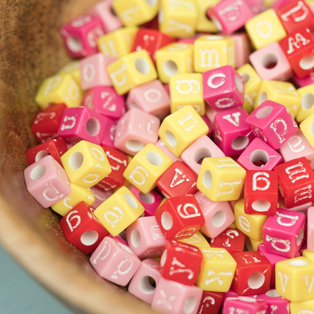 Plastic Alphabet Cube Beads – 6mm | Vintage Letters | 250 Pieces -B60 ...