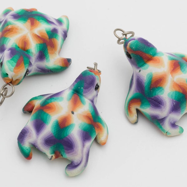 Polymer Clay Turtle  Pendants, Fimo Animals, Beach Jewelry Findings  -  3 pieces -C1258