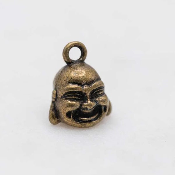 10 Charmes tête de Bouddha en bronze, Apprêts de bijoux, Perles métalliques -C603