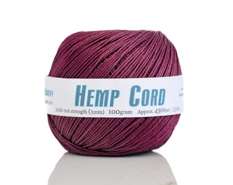 Burgundy Hemp String: 430 Feet ball 1mm thick