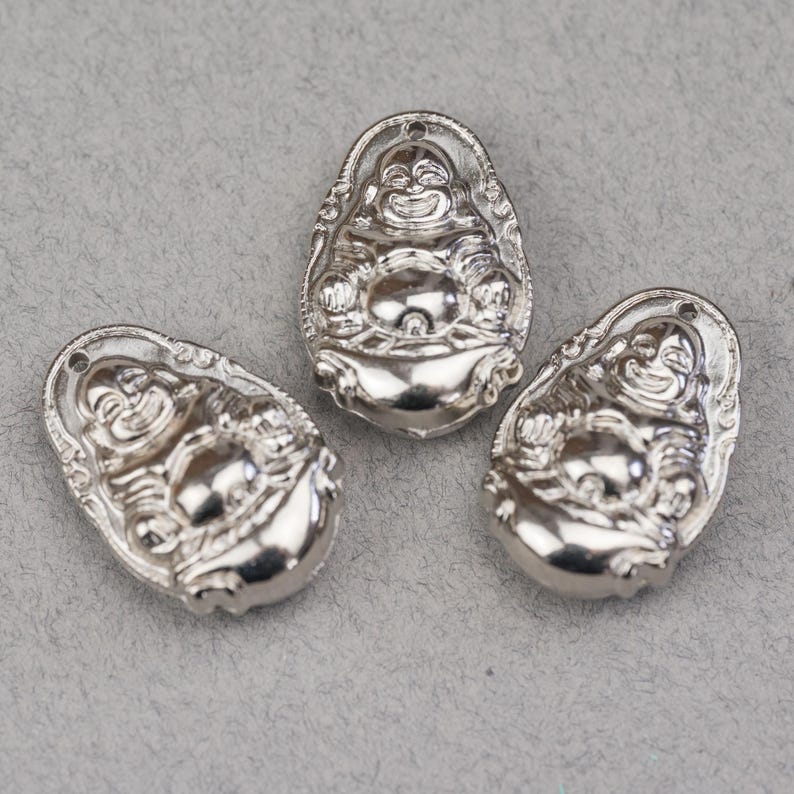 Colgantes de Buda – Color plata / Material acrílico / 10 piezas - B67 imagen 1