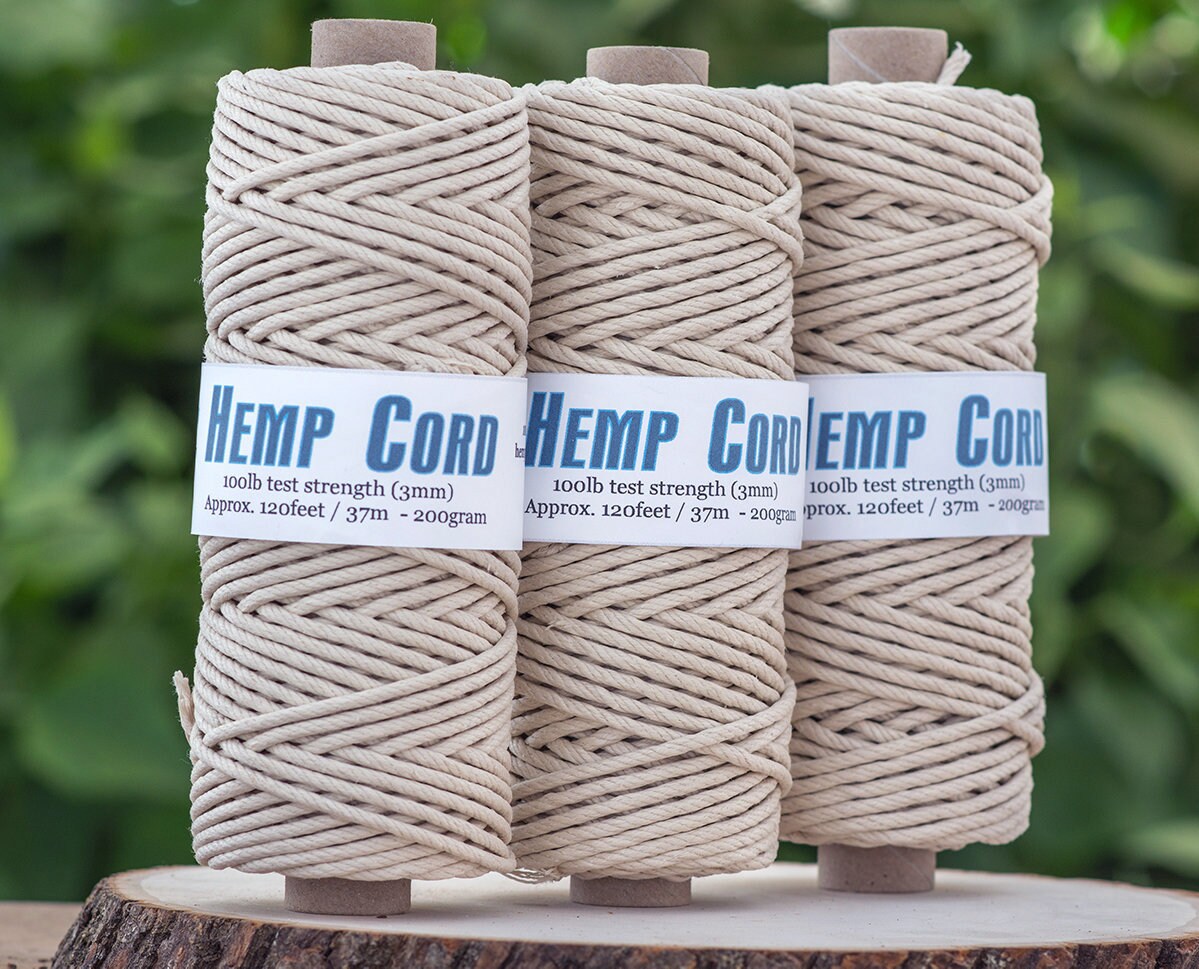 Hemp Cord 3mm 100lb Hemp Twine Rope Thick Hemp 3mm Etsy