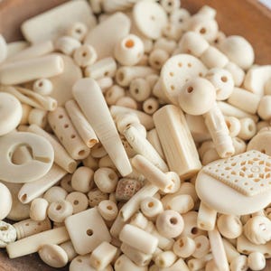 Cow Bone Beads From India Mix, hand carved,  30 pieces  -B3323
