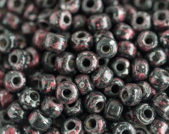 Black Glass Crow Beads - 9mm Pony Shape - large hole - 50 pieces -B2168