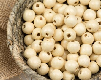 Large Wood Macrame Beads – 15mm | Natural Finish | 35 Pieces -B2321
