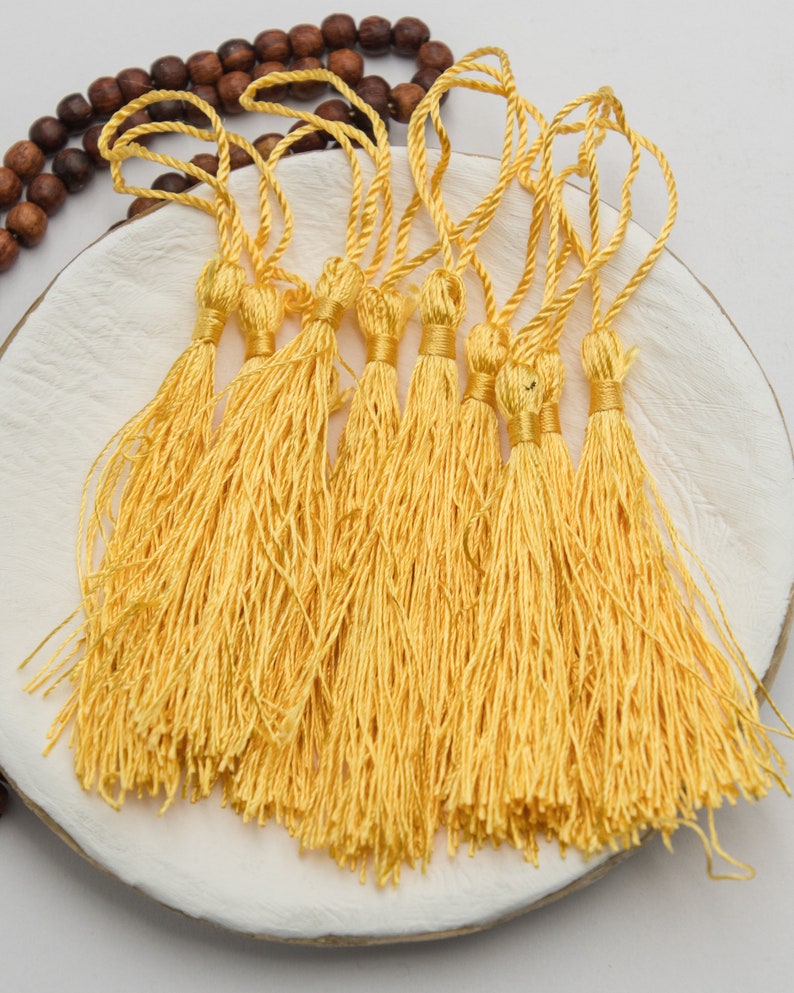 15 Yellow Tassels 3 1/2 Inch Long Necklace Tassels Sewing Etsy