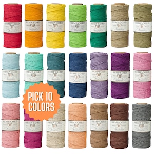 Hemp Cord 1mm Choose 10 Plain Colors: eco friendly twine for making macrame jewelry