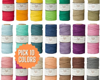 Hemp Cord 1mm Choose 10 Plain Colors: eco friendly twine for making macrame jewelry