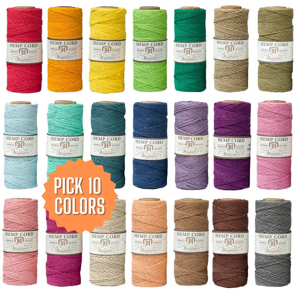 Cordon de chanvre 1mm Choisissez 10 couleurs unies : ficelle écologique pour fabriquer des bijoux en macramé