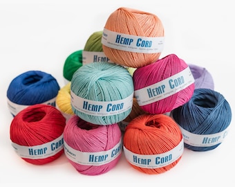50 Dyed Hemp Balls, Colored Hemp String, Polished, Eco Friendly fiber