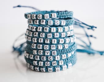 Personalized Hemp Word Bracelet: Custom Name Jewelry, Earth Friendly