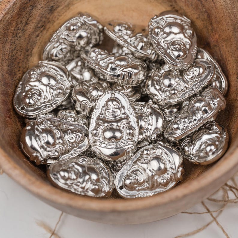 Colgantes de Buda – Color plata / Material acrílico / 10 piezas - B67 imagen 7