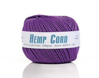 Purple Hemp  Cord Ball: 1mm thick 20lb weight