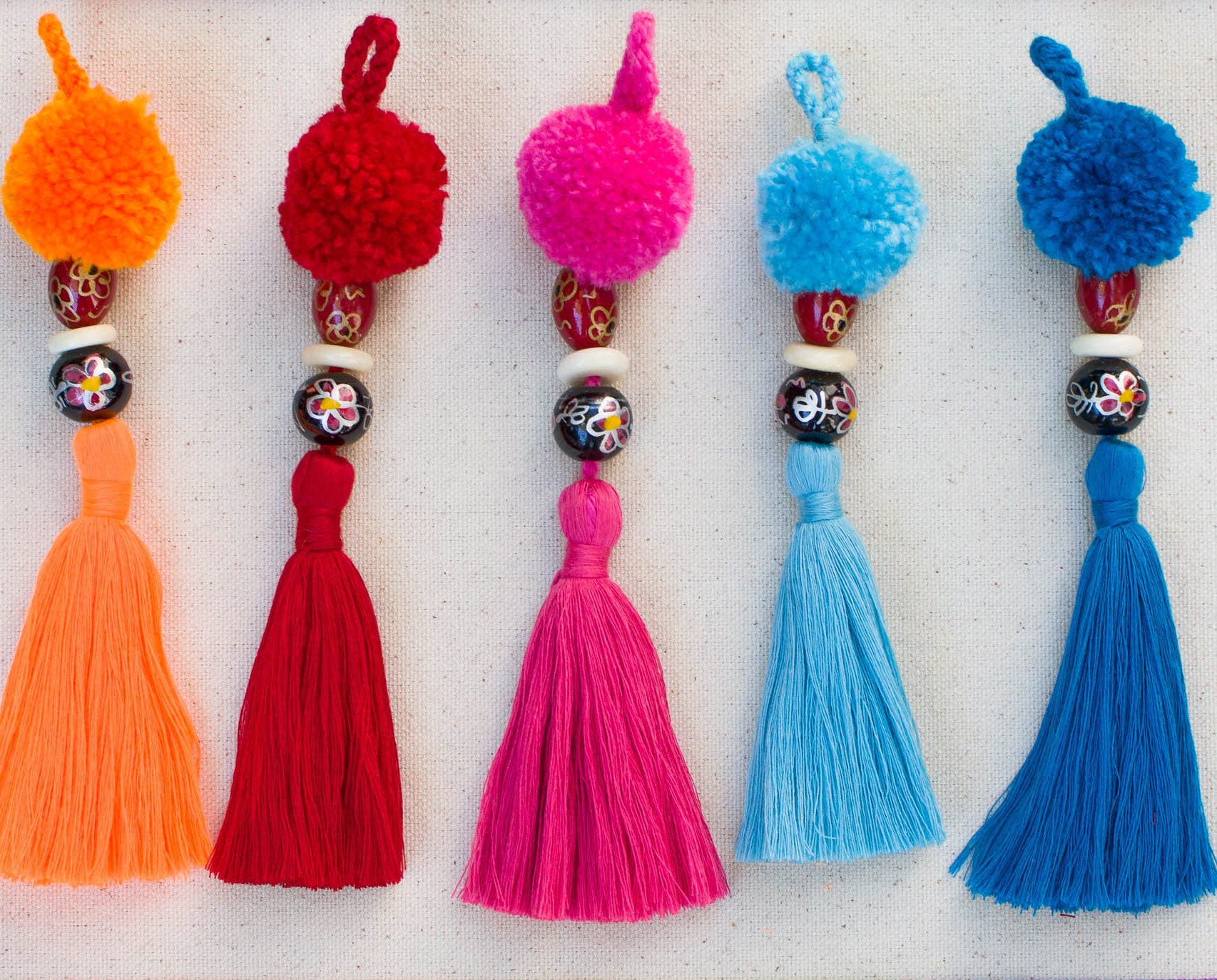 Pom Pom Purse Tassel Beaded Tassel 1pc Decorative Etsy