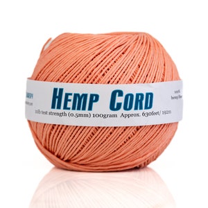 1MM Hemp Twine for Making Hemp Jewelry, Macrame and Crafts, Coral Color, 430 feet ball