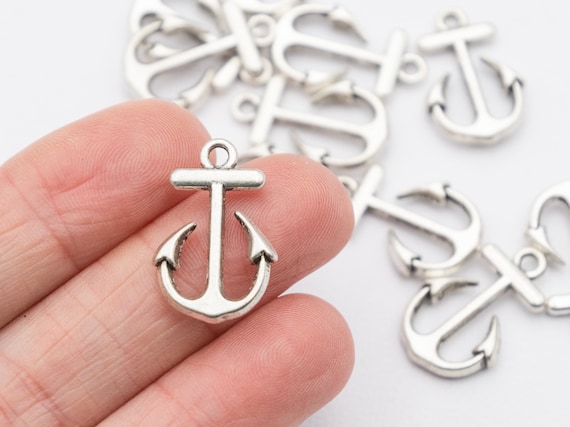 Silver Anchor Charm, Nautical Jewelry Pendant, Summer Jewelry, 12