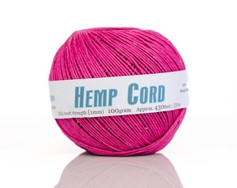 Pink hemp twine 1mm: 430 feet ball