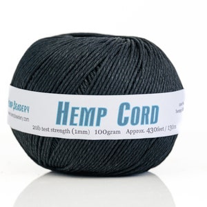 Black Hemp Cord 1mm: soft eco friendly twine for jewelry and beads