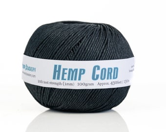 Black Hemp Cord 1mm: soft eco friendly twine for jewelry and beads
