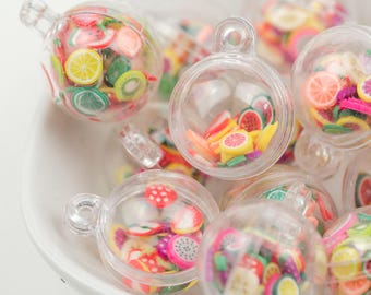Colgante de plástico de frutas tropicales - Jaula de bolas - 20 mm - 5 piezas - B2269