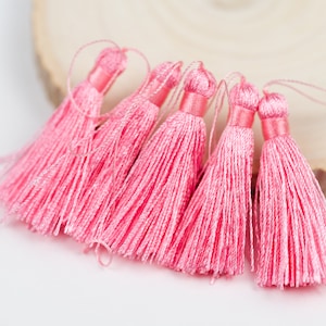 5 Pink Tassels with loop, sewing craft   tassels,   1 1/2 inch long