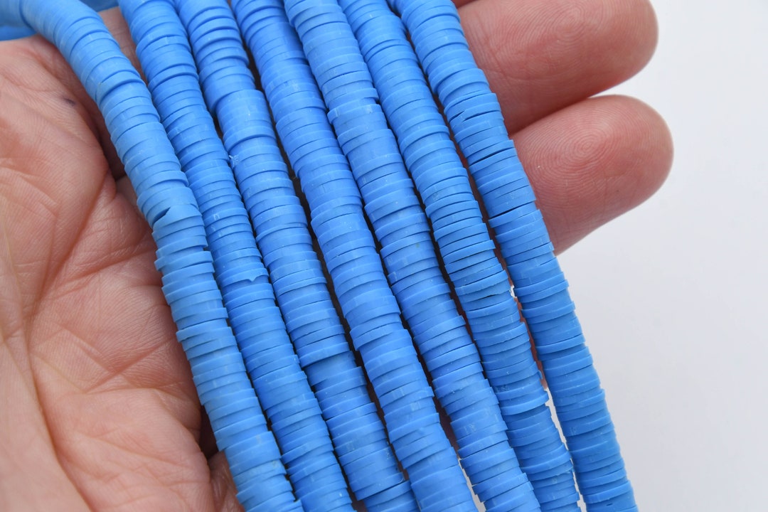 Heishi 6mm Blue Vinyl Disc Beads Polymer Clay Disc Beads DIY Etsy