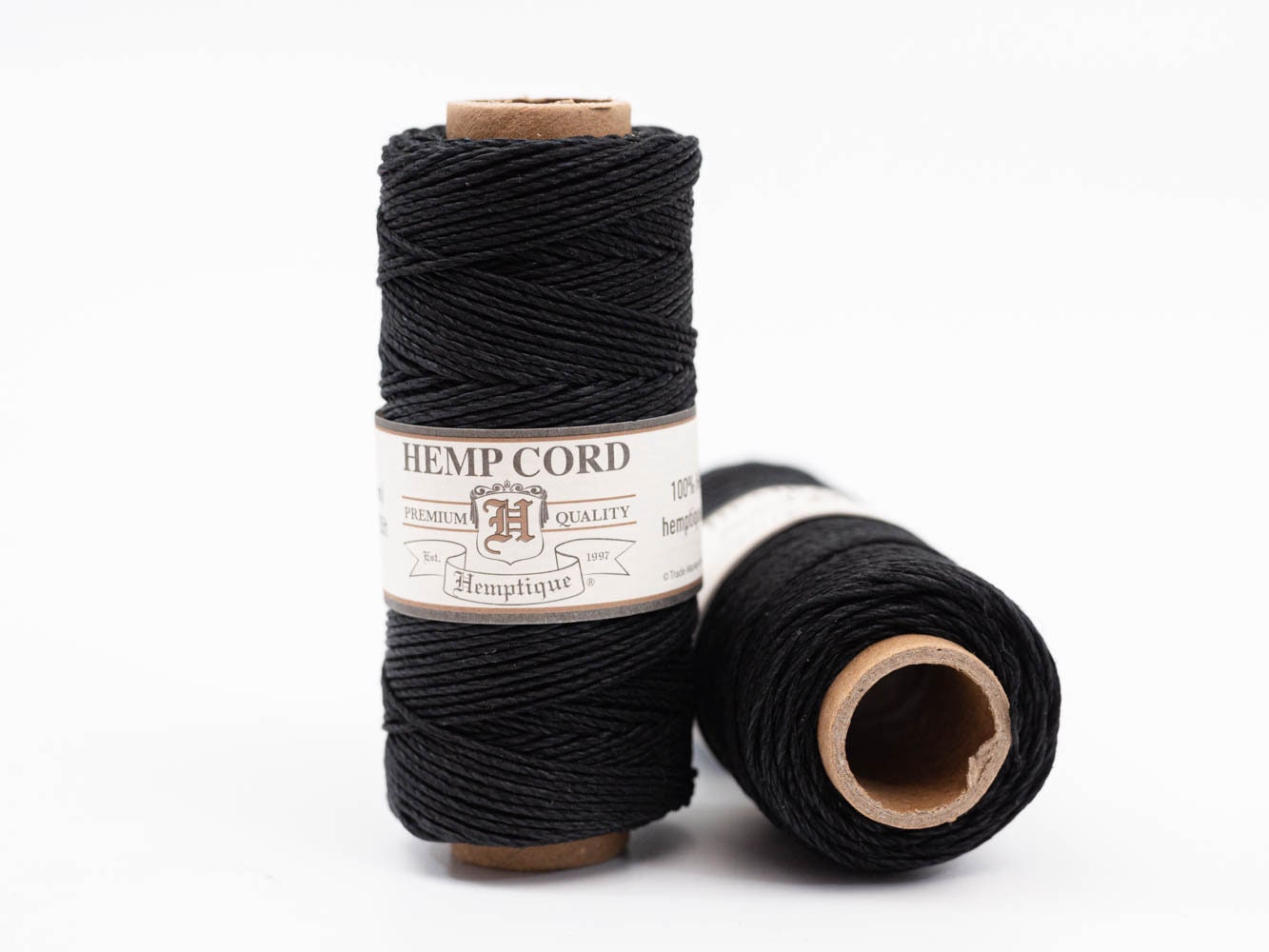 Black 48# Polished Hemp Cord - 1.5 mm Diameter - 450 ft Spool