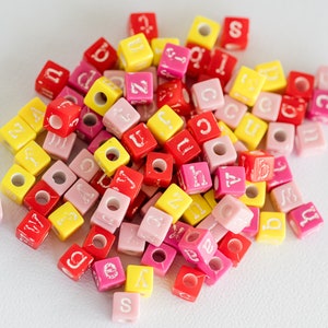 Plastic Alphabet  Cube Beads 6mm- Vintage Letters - 250  Pieces -B60