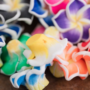 Polymer Clay Flower Beads, plumeria, mixed colors, 20mm diameter, 10 pieces B3180 image 7