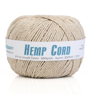 1mm Natural Hemp Cord,  hemp jewelry supply, 430 feet  Ball