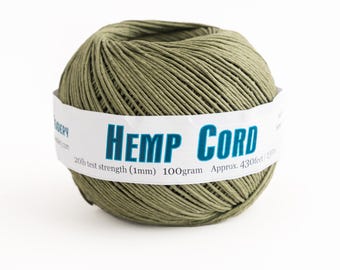 Corda di canapa verde oliva 1 mm: palla di canapa morbida da 430 piedi