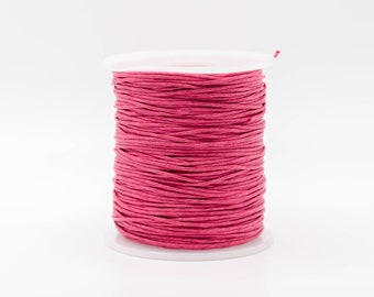 Waxed  Cotton Macrame Cord,   pink color, 1mm thick,   100 yard spool