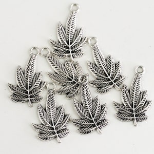 Silver Pot Leaf Charms – Cannabis Jewelry Supply (12 Pieces)