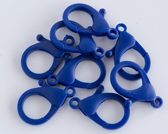 Large Blue Plastic  lobster claw clasp, 35mm, 10 pieces -B3108