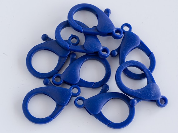 Large Blue Plastic lobster claw clasp, 35mm, 10 pieces -B3108