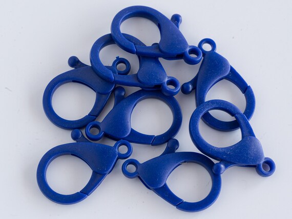 Large Blue Plastic lobster claw clasp, 35mm, 10 pieces -B3108