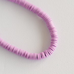 Light Purple Polymer Clay Disc Beads - 8mm diameter - One strand -B1009